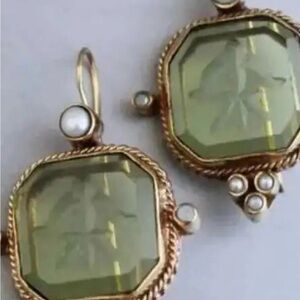 Gold and Green Gemstone Earrings